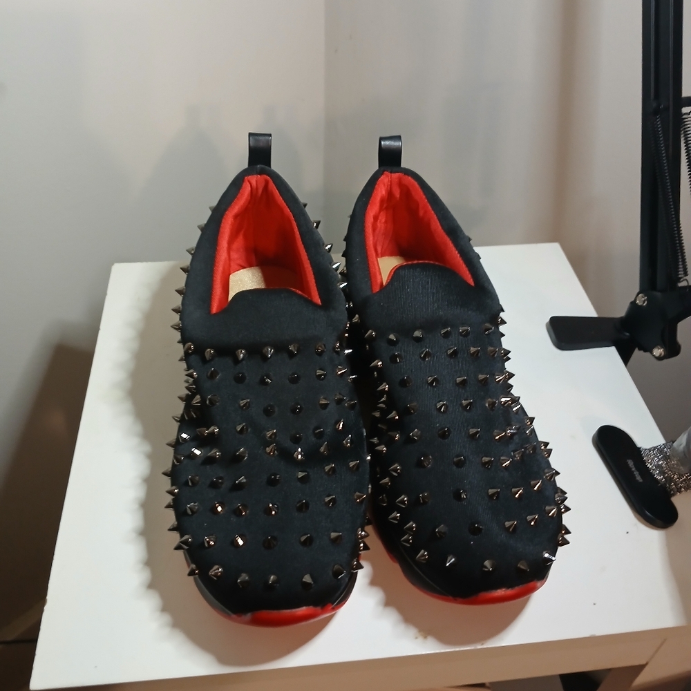 Black and Red Spiked Sneakers